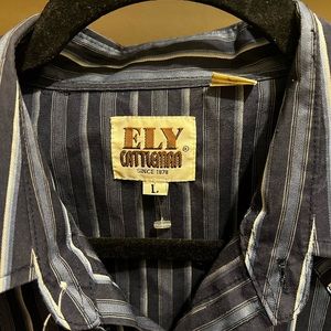 Pin striped pearl snap button up